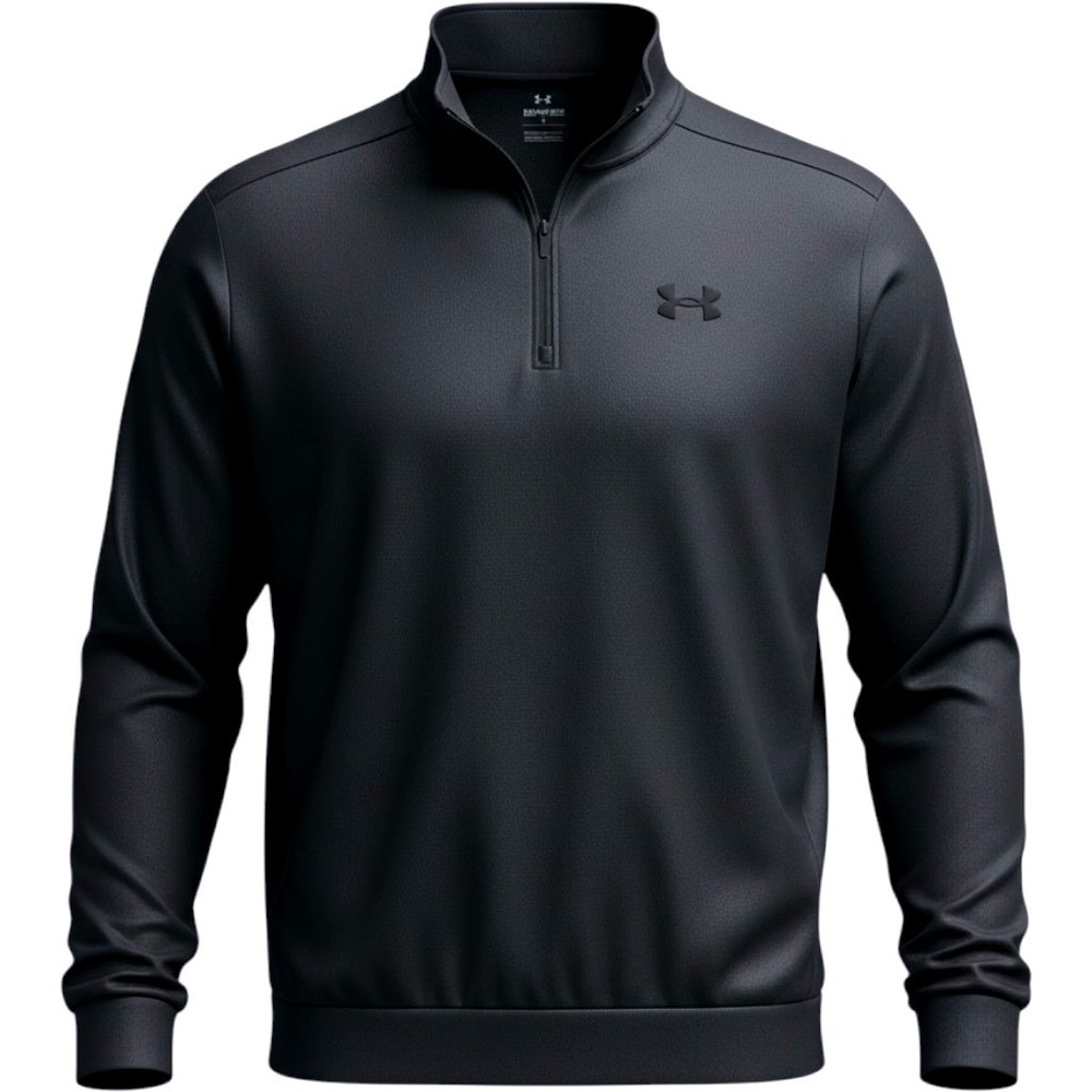 Under Armour Mens XXL Black Quarter Zip Pullover Fleece line Performance Sweater